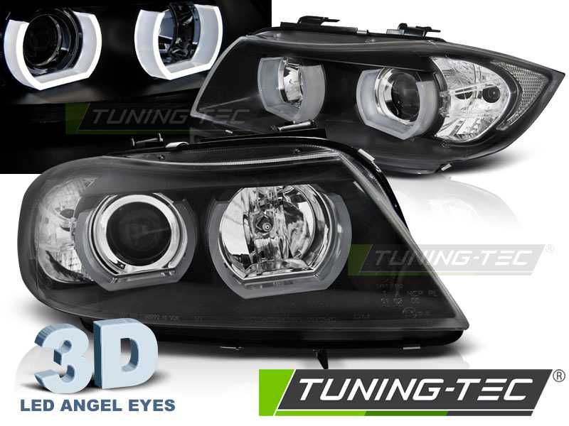 Far faruri BMW E90 E91 NFL 3D Angel Eyes negru NOU