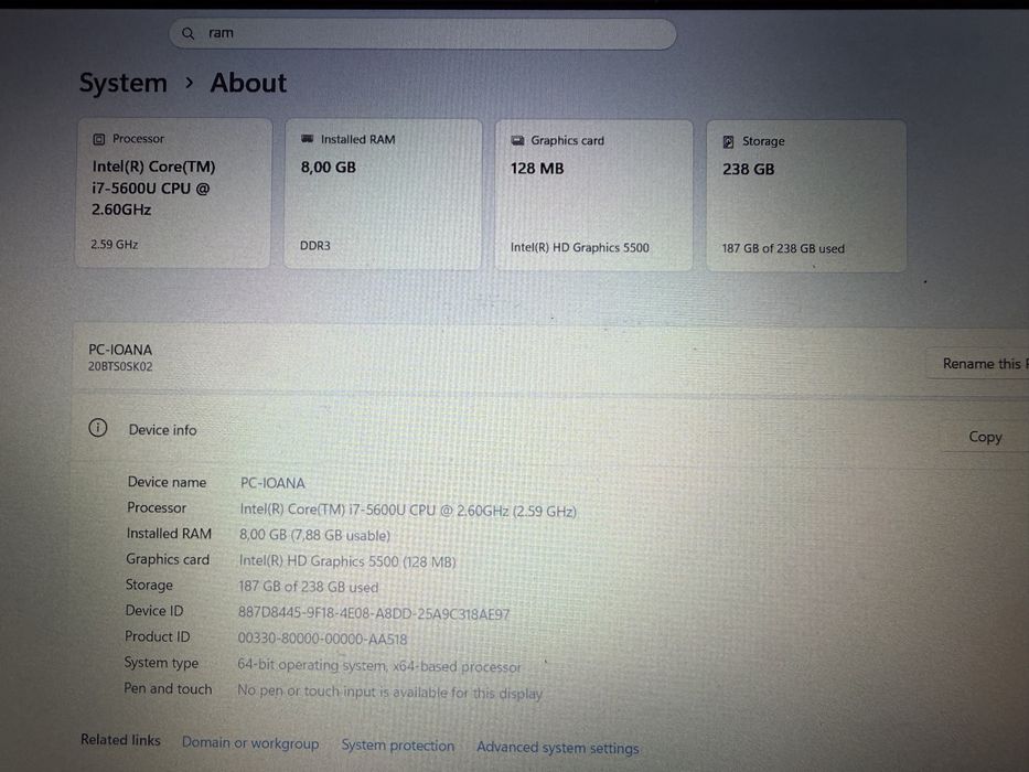Laptop/Ultrabook Lenovo Thinkpad X1 Carbon 3rd Generation