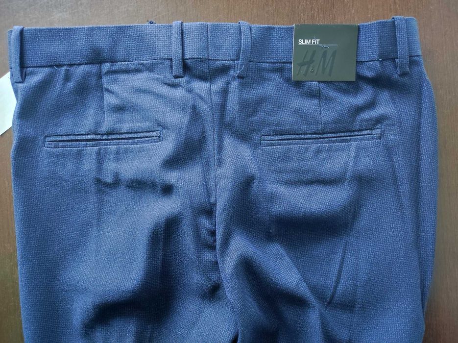 Pantaloni costum slim fit albastru-închis mar. 50 (M) talie=88 cm noi