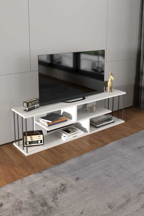 Шкаф за телевизор / Модерен ТВ шкаф в два цвята - бор/бял / ТВ секция