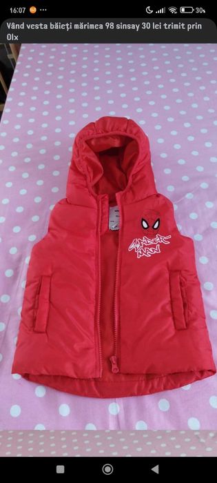 Vestă Spiderman, mărimea 98