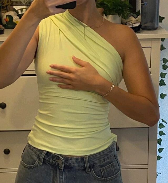 Дамски ментово зелен потник с едно рамо