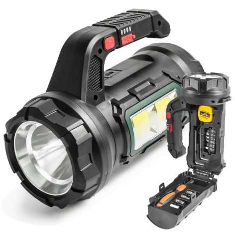 Мощен LED фенер прожектор 17в1  с вградена кутия за инструменти