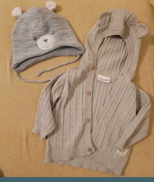 Cardigan Cocodrillo, caciula CandA, Lot haine bebe marime 56, marime62