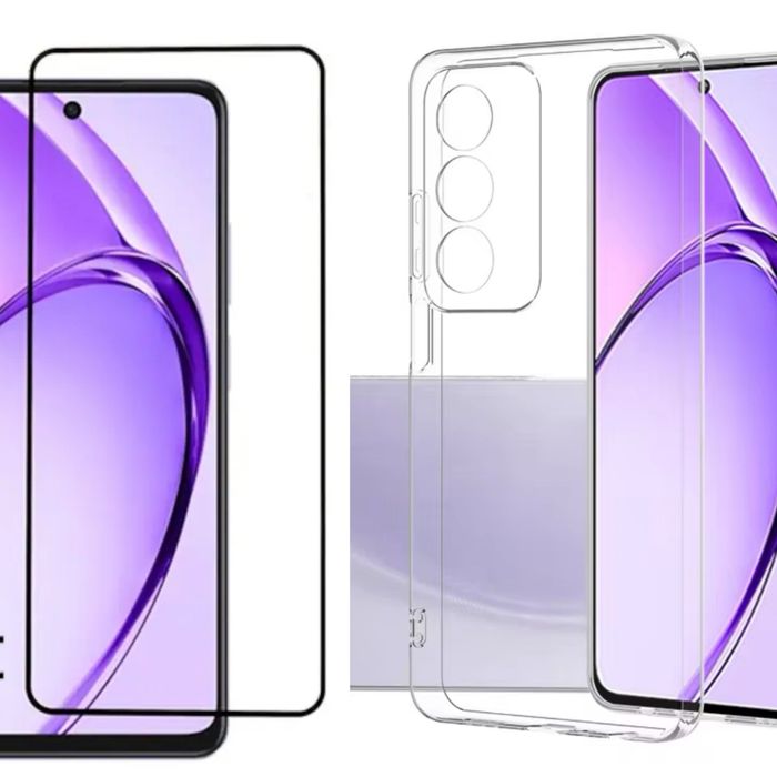 Husa Silicon Transaprent si Folie Sticla Curbata OPPO A40/A60/A79/A80