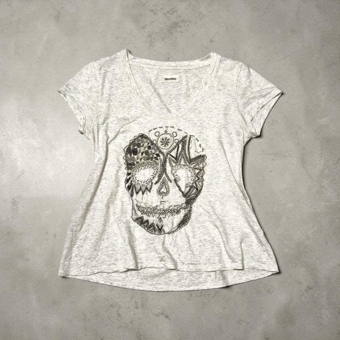 Zadig & Voltaire – tricou designer cu broderie skull cannetille, S-M