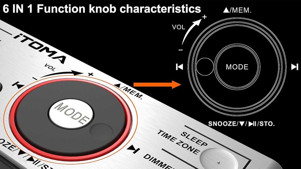 iTOMA Будилник с радио с Bluetooth високоговорител