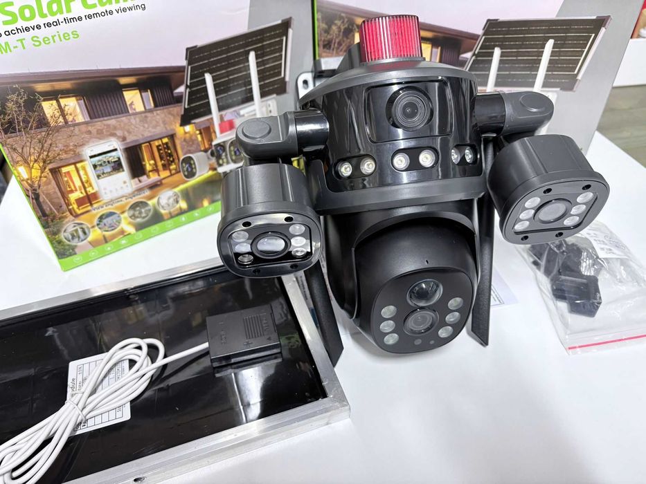 Camera Supraveghere Tripla 4G 16Mp Incarcare Solara + Micro Sd 64gb