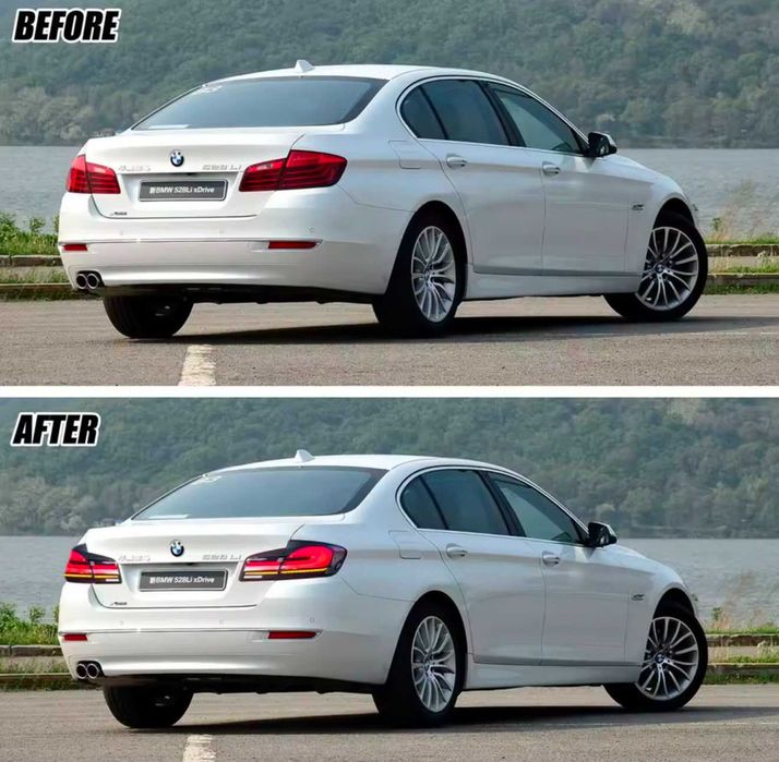 Ansamblu stopuri LED pentru BMW F10 M5 Seria 5 Sedan 2009-2017, semnalizare secvențială, negru, ansamblu stopuri [Nu se potrivește cu G30]