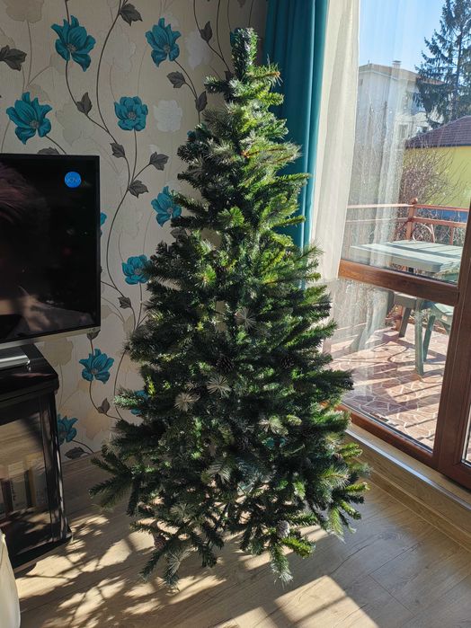 Коледна елха, 180 х 105, С играчки към нея