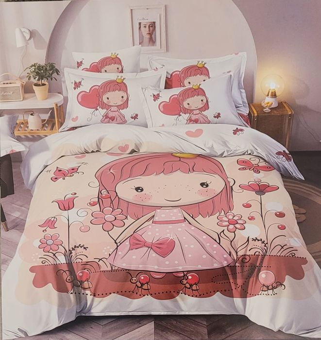 Lenjerie pat dublu, bumbac finet, 6 piese