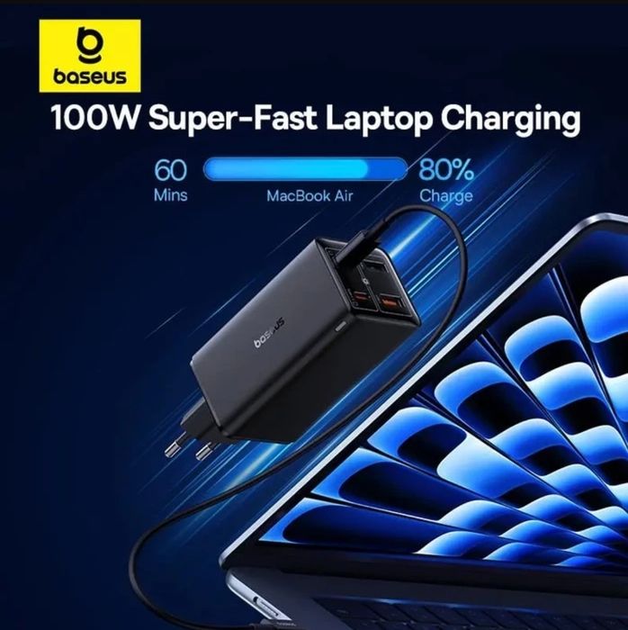 Baseus 100W GaN⁶ Pro Fast Charger 2C+2U For Laptop/Macbook/Ultrabook