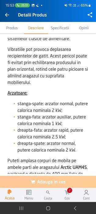 Aragaz Arctic Nou sigilat
