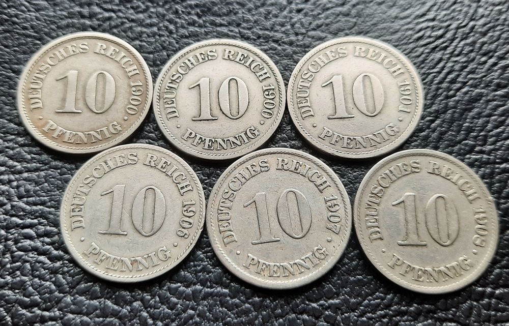Стара монета/и 10 пфенига 1900,1901,1906,1907 и 1908 г. Германия