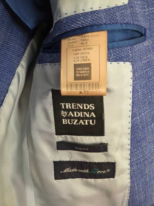 Sacou bărbătesc Adina Buzatu, albastru texturat, mărimea 48