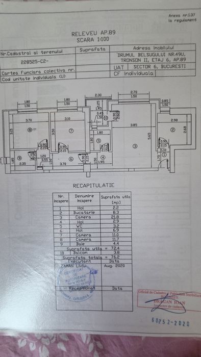 PROPRIETAR- Vand Apartament 3 camere, mobilat, 76.2mp, Militari/Belsugului, 180 000 loc de parcare subteran inclus