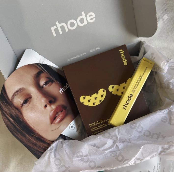rhode x Justin Bieber / The Biebers Caramelized Banana Lip Gloss гланц, Eye Patches пачове, Spotwear за пъпки, оригинален лимитиран сет или поотделно
