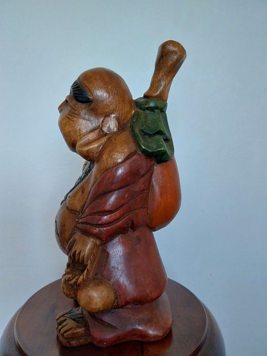 Statuetă Budha, lemn pictat