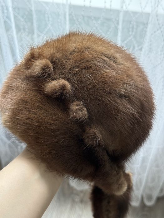 Шапка норковая коричневая