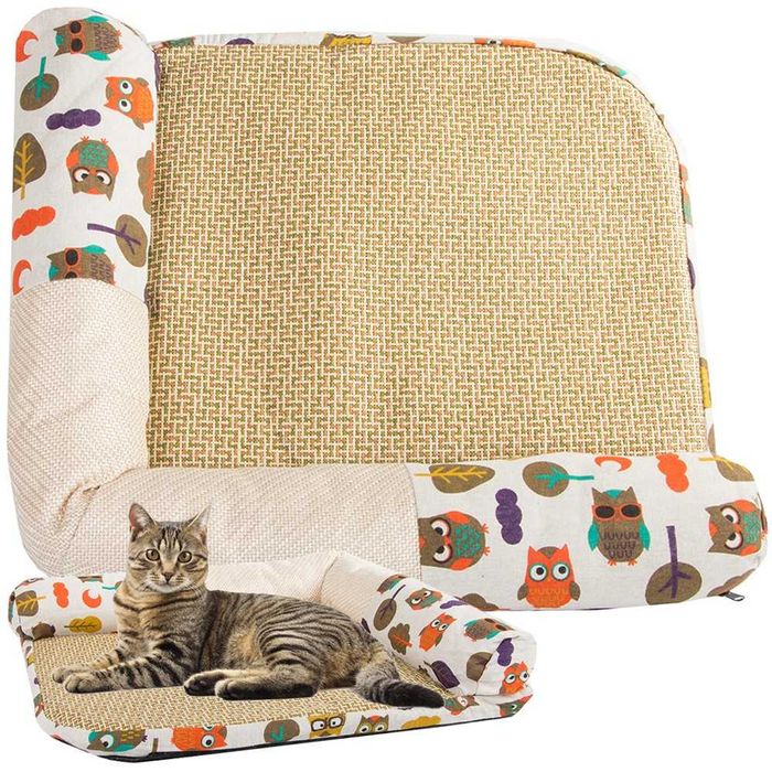 Pat pentru pisici 2-in-1 saltea confortabila si sisal 53 x 47 cm