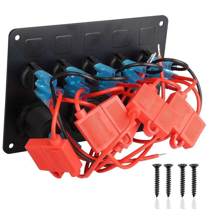 Панел с 5 бутона превключвател 2 бр USB 4.2А 12V и волтметър за МПС