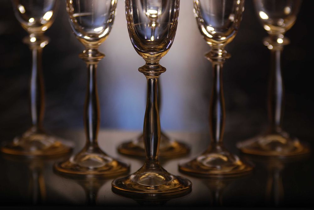 Богемское стекло. Бокалы для шампанского «Анжела»