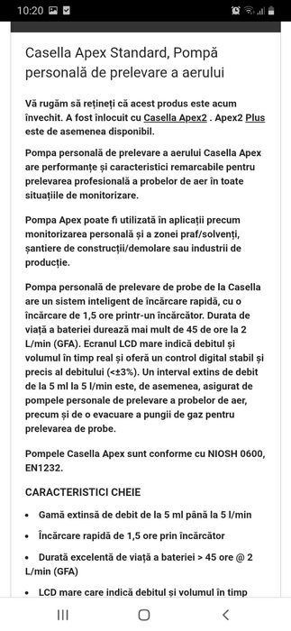 Pompa de prelevare probe aer, analizor praf, analize aer