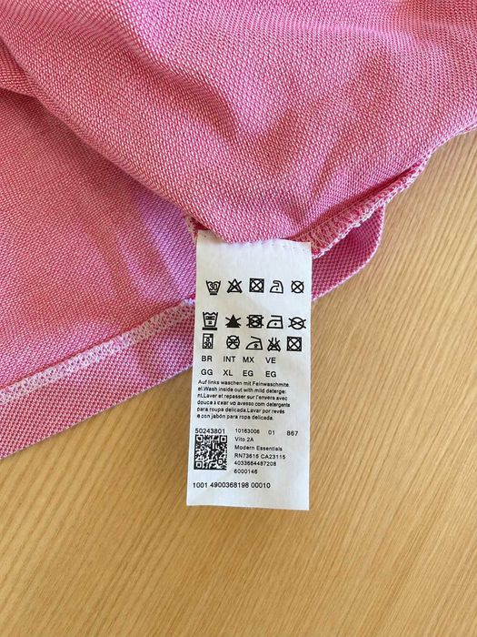 Tricou polo BOSS Hugo Boss roz 100% bumbac Pima Regular Fit Mărimea XL