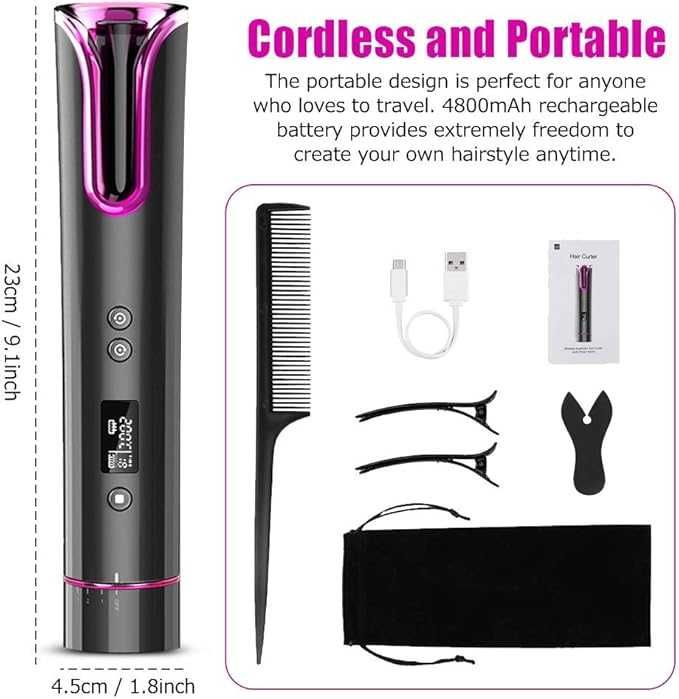 Акумулаторна автоматична маша за коса THCL с 6 температурни таймера