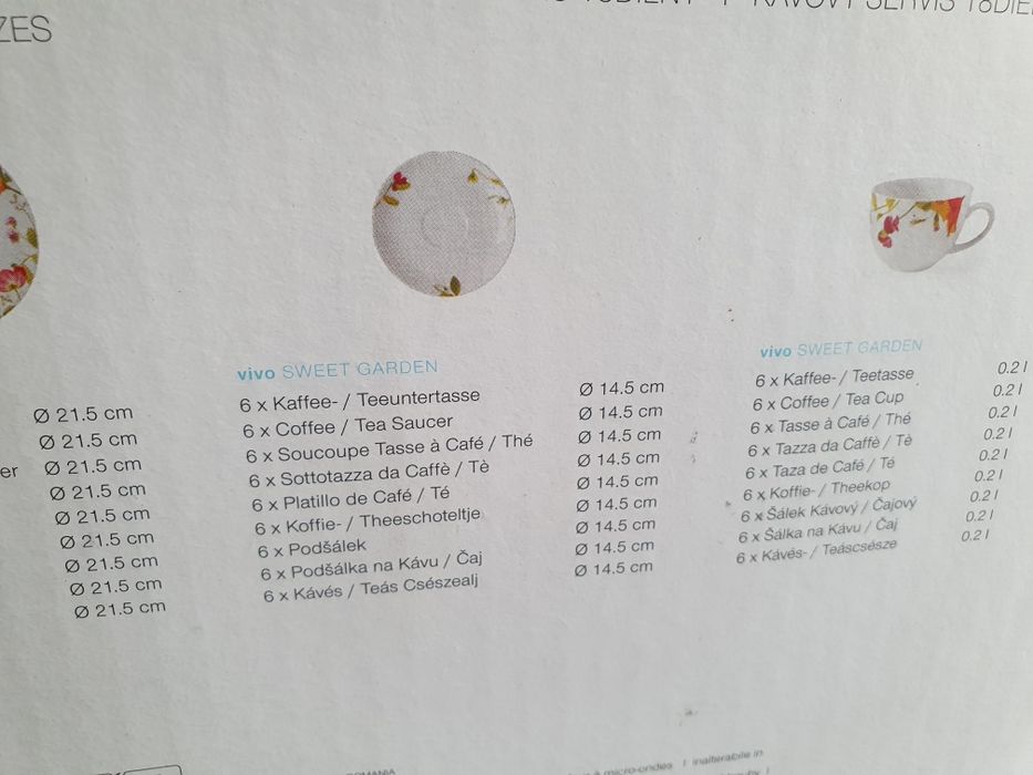 Nou Serviciu de Cafea 18 piese SweetGarden VIVO