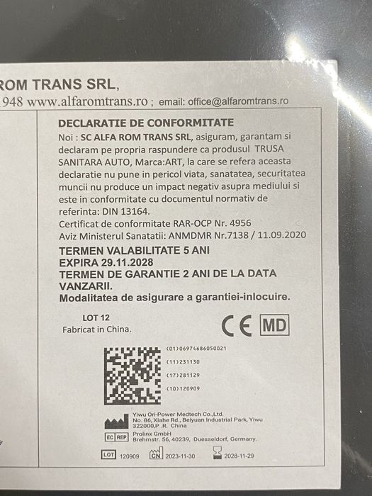 Trusa medicala auto sigilata valabila 02 2030 omologata autorizata RAR