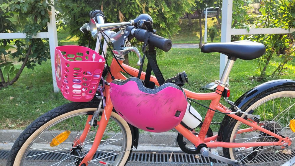 Bicicleta RIVERSIDE 20" coral + CRIC, roti ajutatoare, CASCA bonus