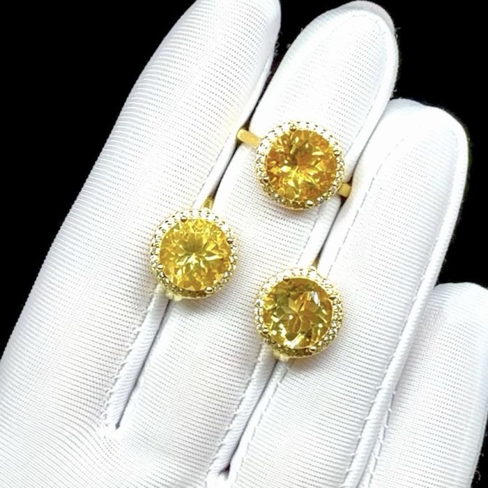 Комплект с натуральными Цитринами