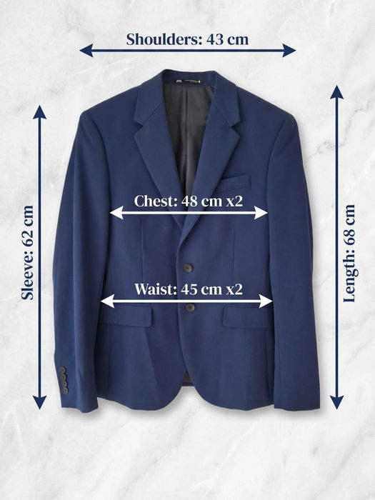 Sacou ZARA slim fit bărbați mărimea 46 albastru navy elegant