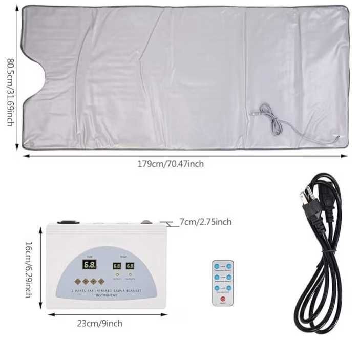 Termocuverta Cu Infrarosu 2 Zone Si Patura Cu Incalzire Electrica, Alhena® AU-805, Cu Telecomanda Inclusa, Pentru Tratamente Corporale Tip Sauna