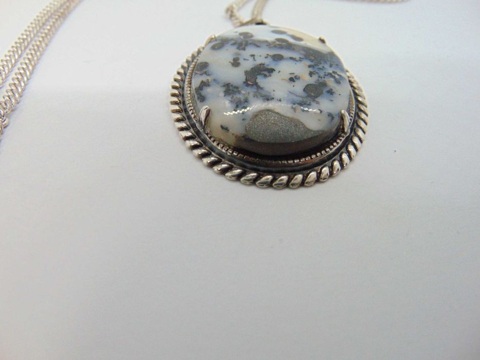 Lant lung si pandantiv din argint cu agat dentritic