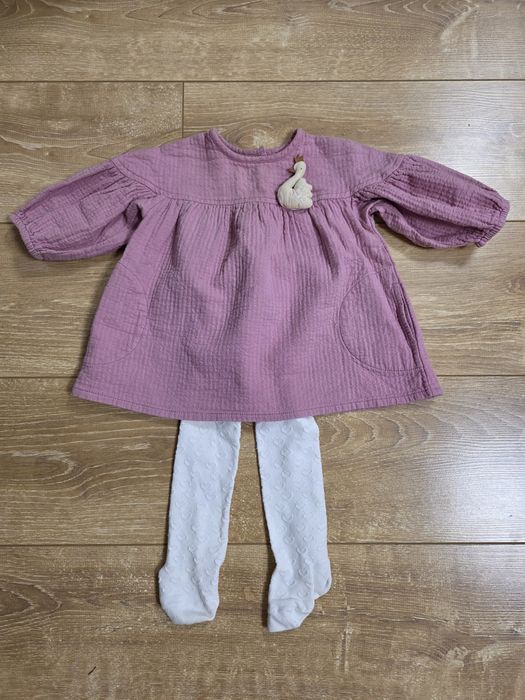 Next rochie bebe 3-6 luni mov cu lebada