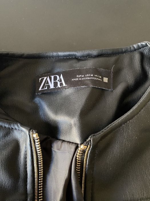 Дамско черно кожено яке Zara