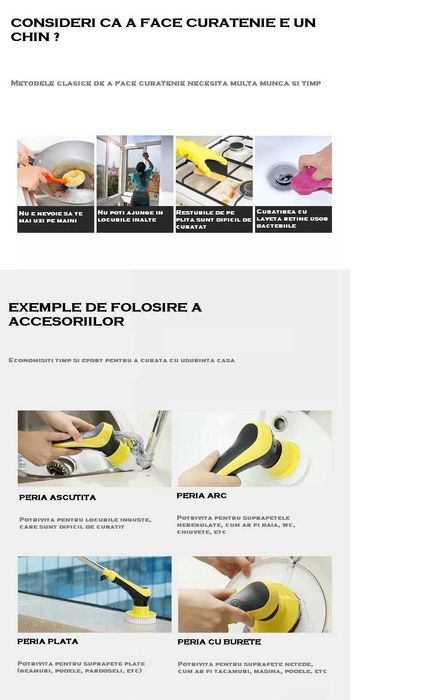 Perie electrica bucatarie, baie, masina, rezistenta la apa, 300RPM