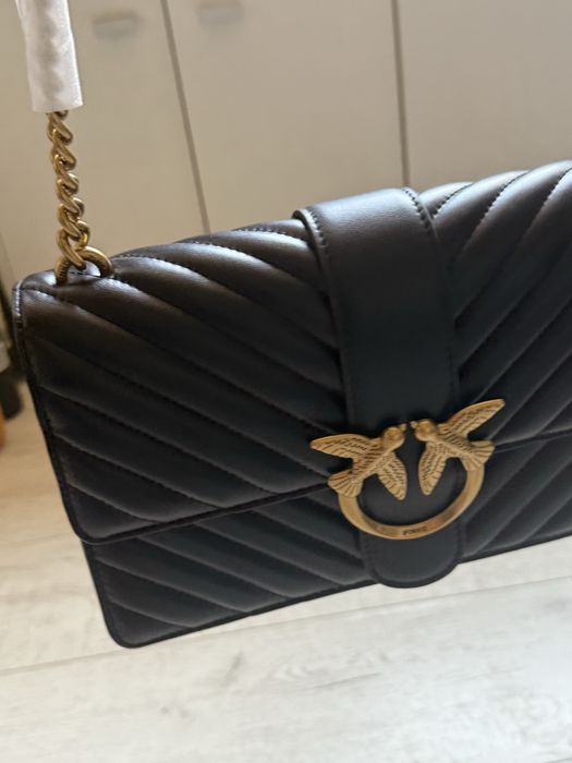 Pinko, Кожена чанта Love Classic Icon, Черен