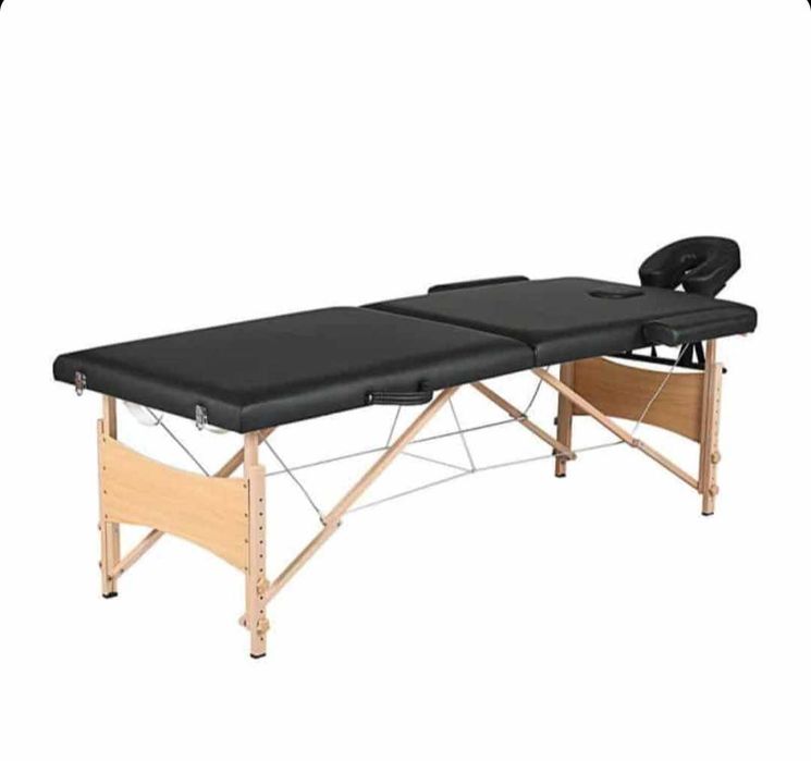 Двусекторна дървена козметична масажна кушетка –бял и черен цвят