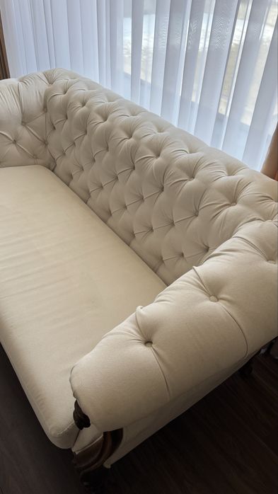 ‼️Нова цена‼️Луксозен класически диван Честърфийлд с дървена рамка