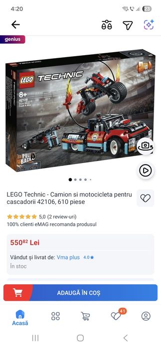 Lego tehnic camion cu remorca si motocicleta