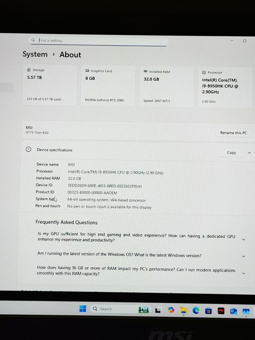 Laptop gaming MSI titan