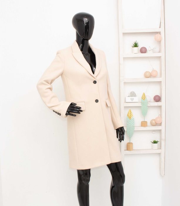 ZARA Manteco оригинално дамско преходно палто от вълна бежово XS