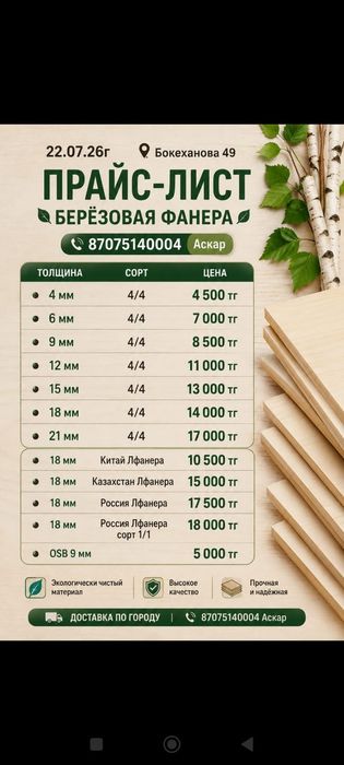 Фанера ФК/ФСФ – большой выбор