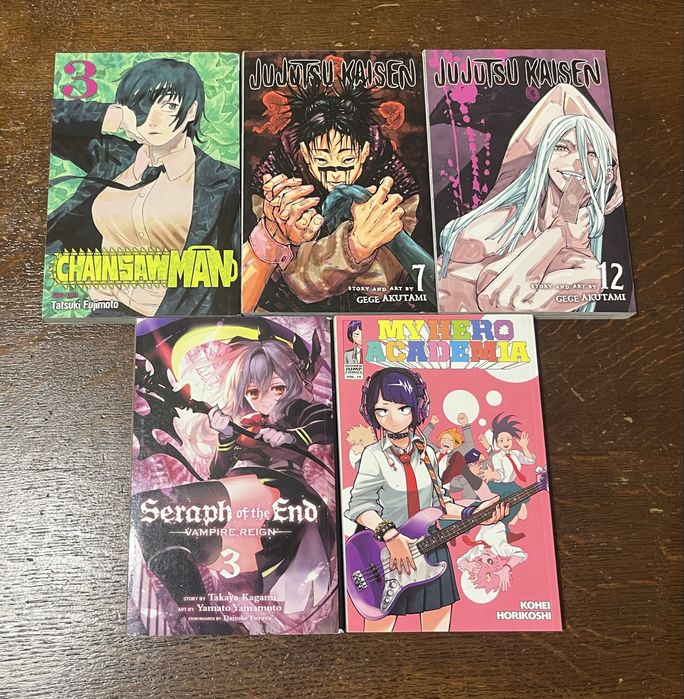 Манга комплект 5 бр - Jjk, Chainsaw Man, MHA, Owari no seraph