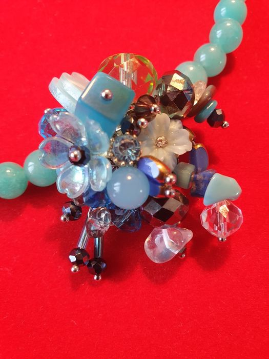 Чокер и ожерелье из голубого нефрита