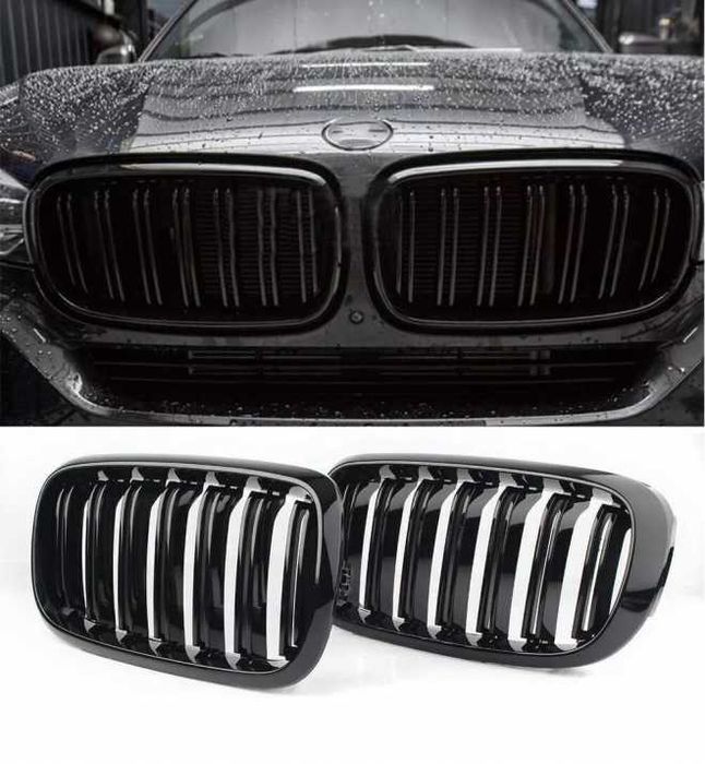 Двойни Бъбреци Решетки За BMW X5 X6 F15 F85 F16 F86 2014+ Черен Гланц Лак