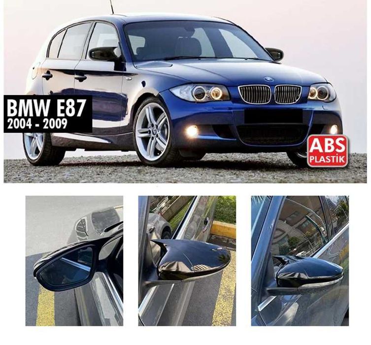 Капаци за огледала Батман дизайн за BMW 1 серия E87 - черен пиано лак